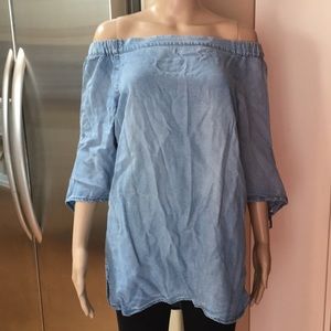 Velvet Heart denim tunic top off shoulder Size M